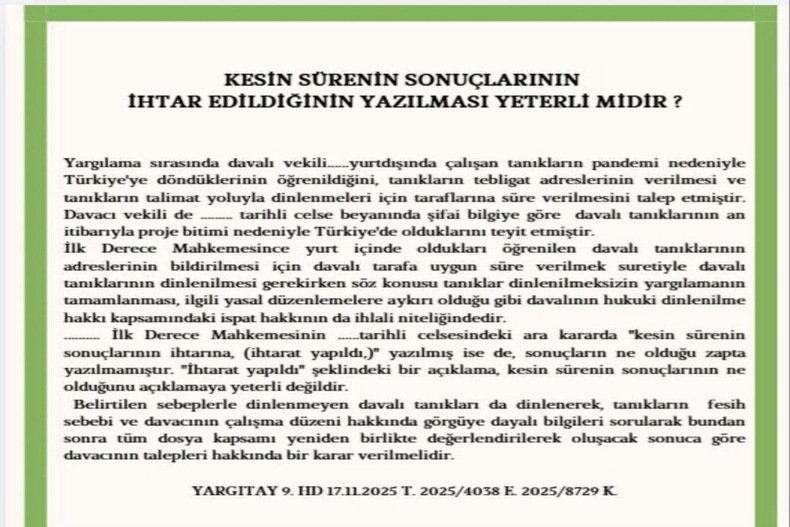 KESİN SÜRENİN SONUÇLARI HAKKINDA