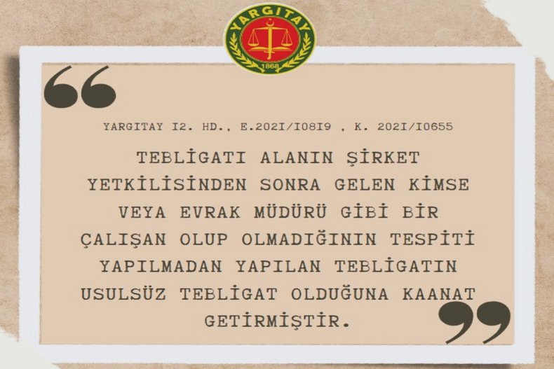 USULSÜZ TEBLİGAT İLE İLGİLİ KARAR
